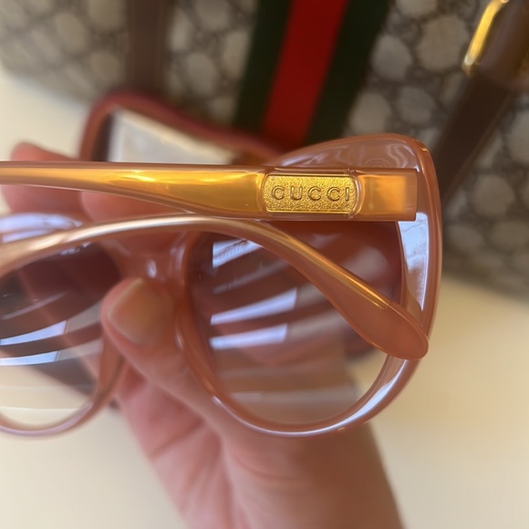 Authentic Gucci nude blush pink gradient sunglasses oversized round cat eye - Picture 7 of 17